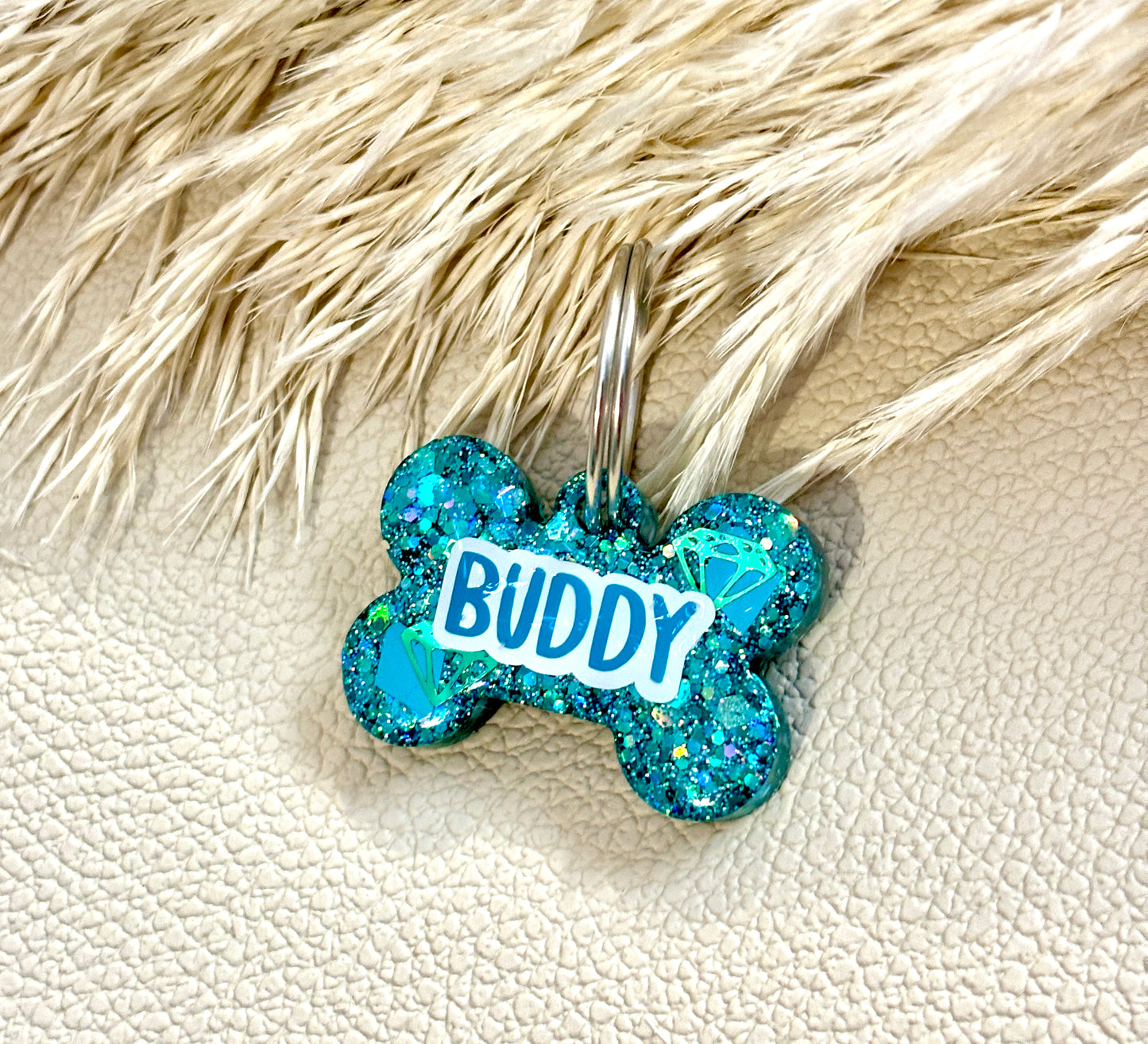Personalisierbare Hundemarke Glitzer Design