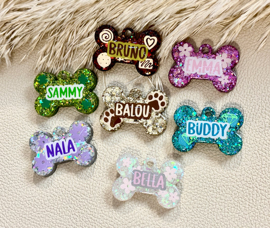 Personalisierbare Hundemarke Glitzer Design