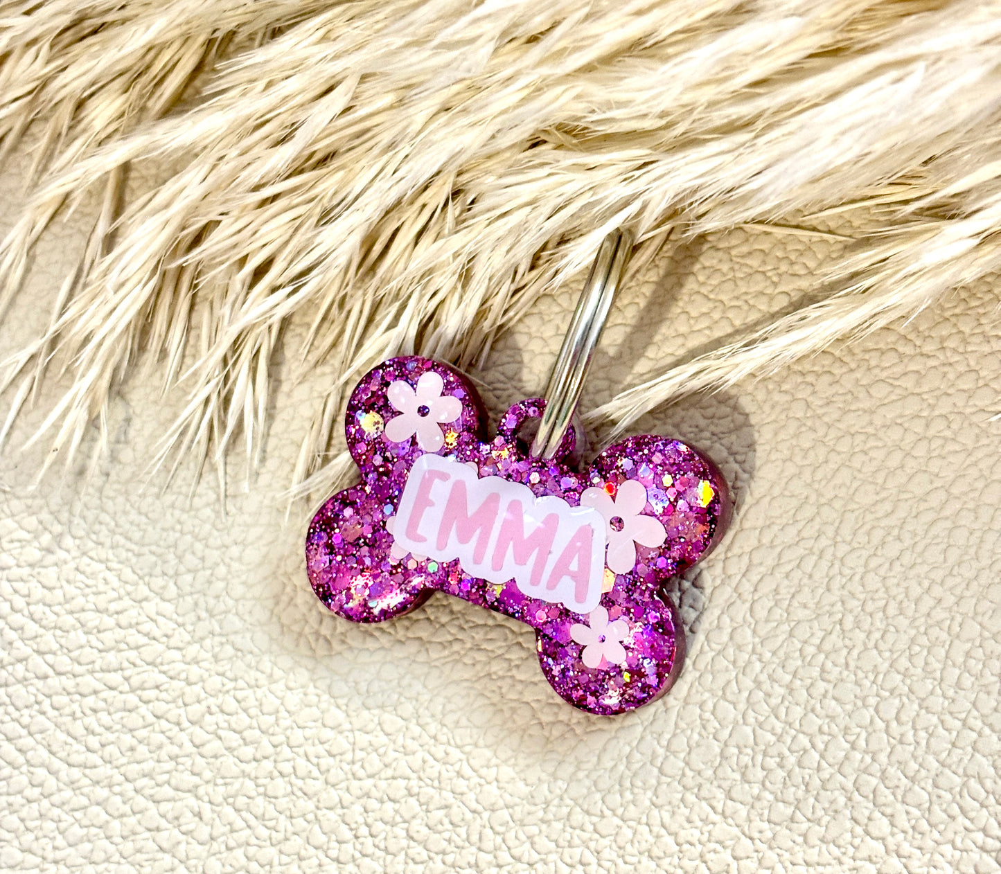 Personalisierbare Hundemarke Glitzer Design
