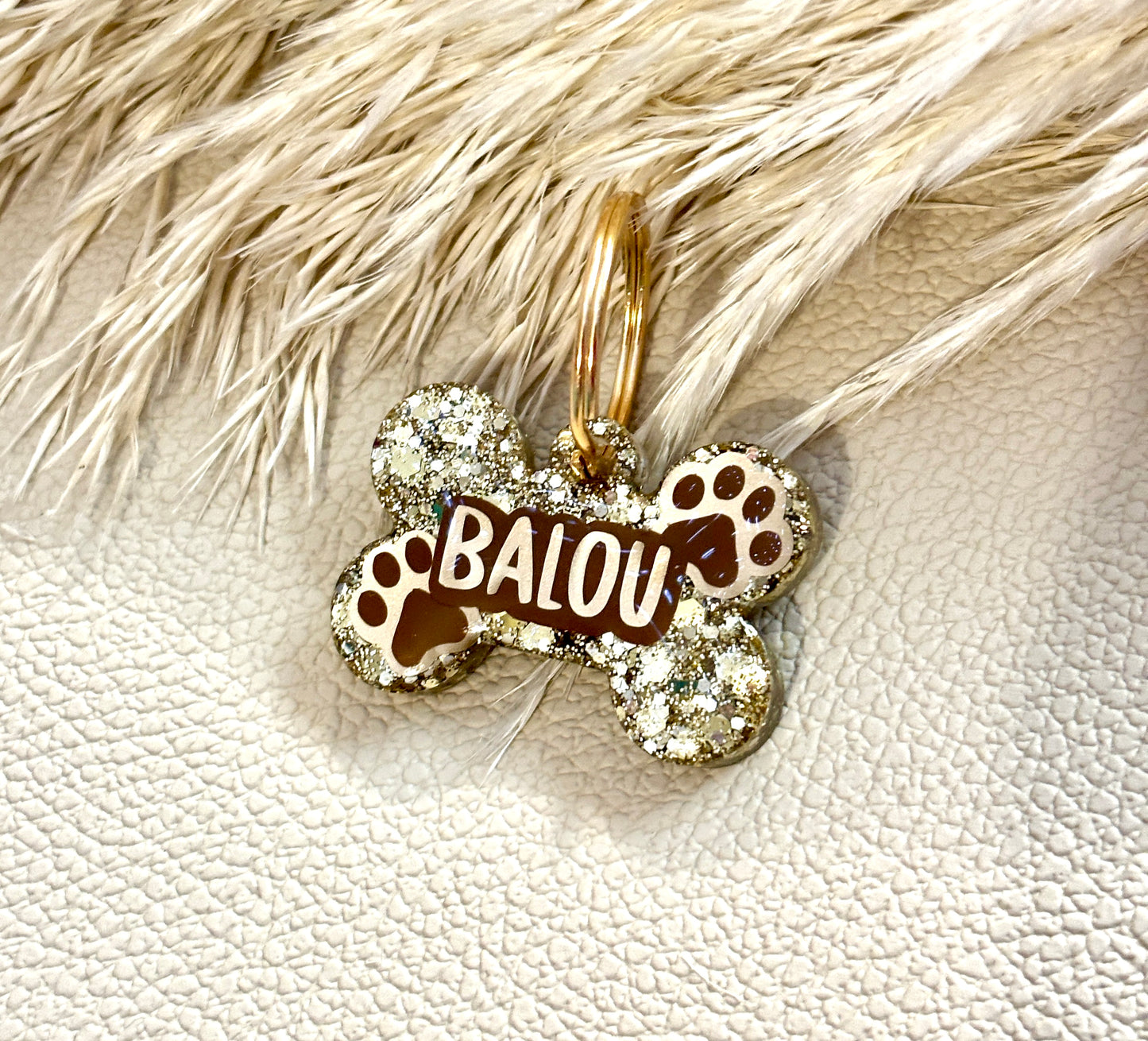 Personalisierbare Hundemarke Glitzer Design